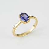 A striking Real Iolite Gemstone Ring in Gold, perfect gift for her, for special and casual ocassions