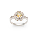 Dainty Opal Gold Ring - Natural Fire Opal Ring - Round Opal Ring