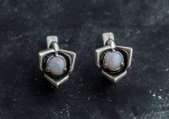 Opal Flower Earrings, Natural Opal, Rose Earrings, October Birthstone, October Earrings, Australian Opal, Genuine Opal, Flower Earrings