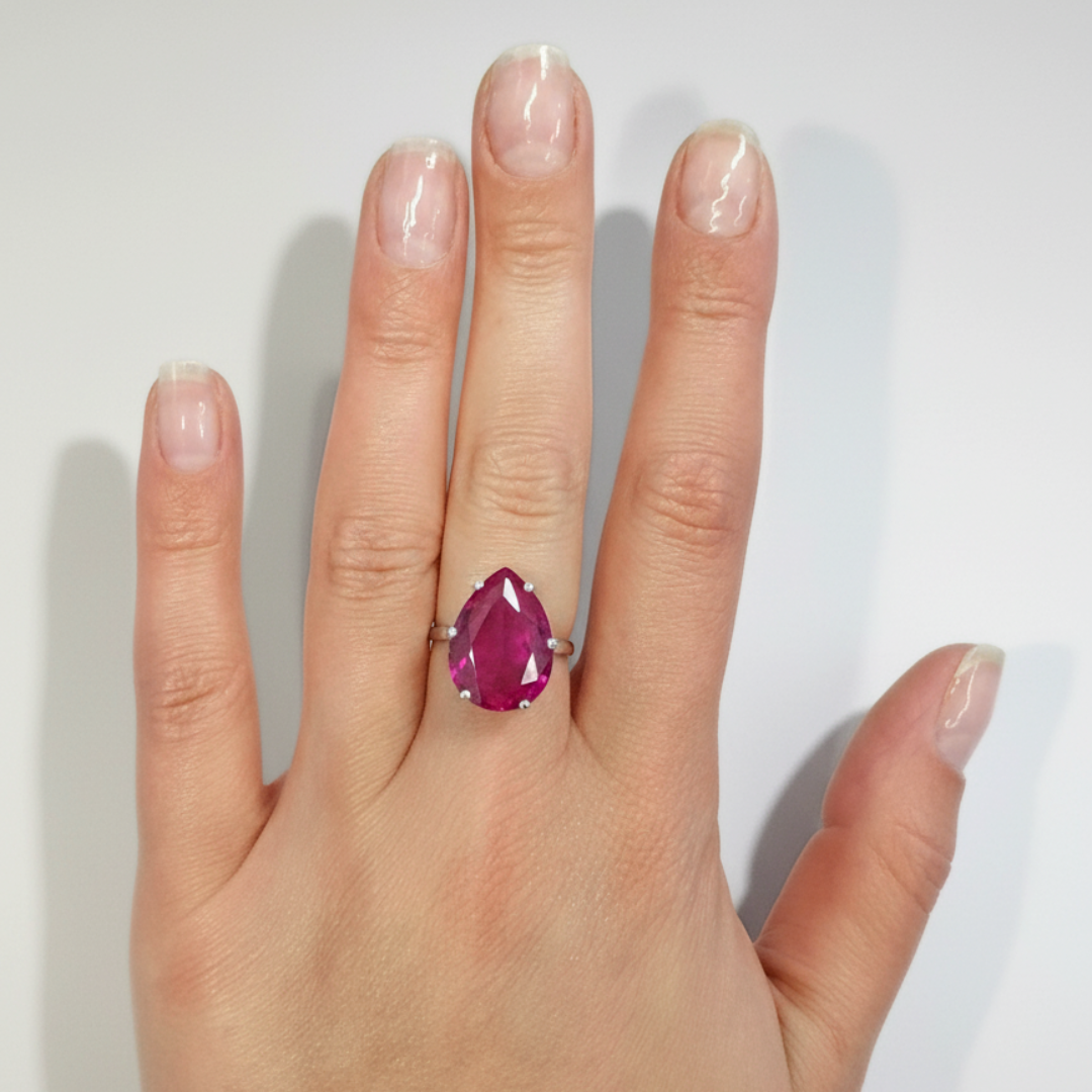 Stunning Created Alexandrite Ring in Sterling Silver, featuring pink stone, a meaningful gift for June birthdays and special moments.
