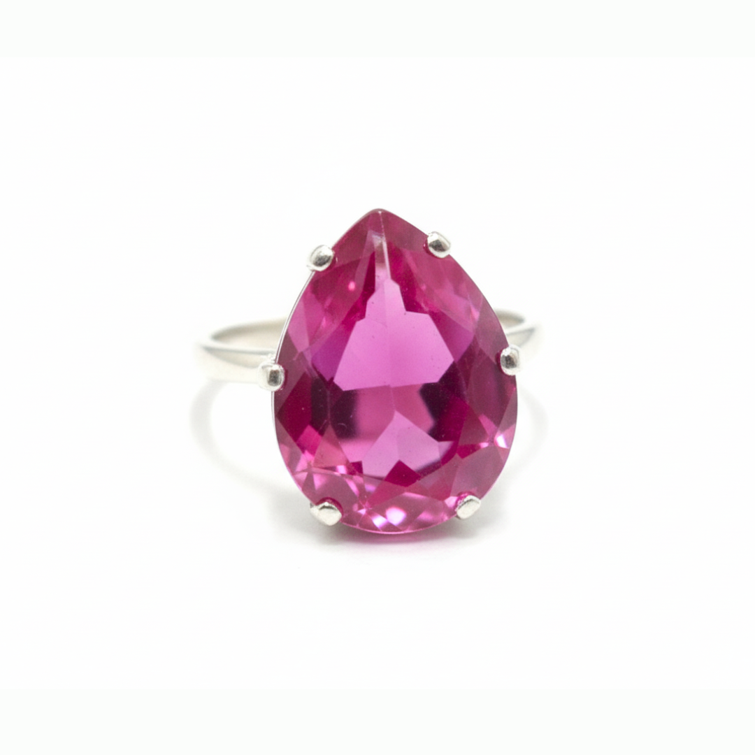 Elegant Created Alexandrite Ring crafted in 925 Sterling Silver, showcasing a pink stone, perfect for special occasions and gifts.