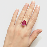 Charming 18k Gold Vermeil Ring with Created Pink Alexandrite, symbolizes June's birthstone, perfect for everyday elegance.