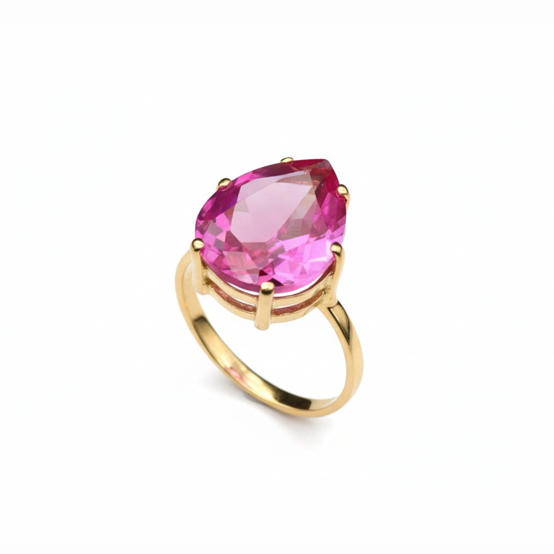 Stunning 18k Gold Vermeil Ring adorned with Created Pink Alexandrite, ideal for daily wear and meaningful gifting moments.