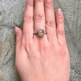 Rutilated Quartz Ring - Yellow Flower Ring - Quartz Vintage Ring