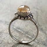 Rutilated Quartz Ring - Yellow Flower Ring - Quartz Vintage Ring