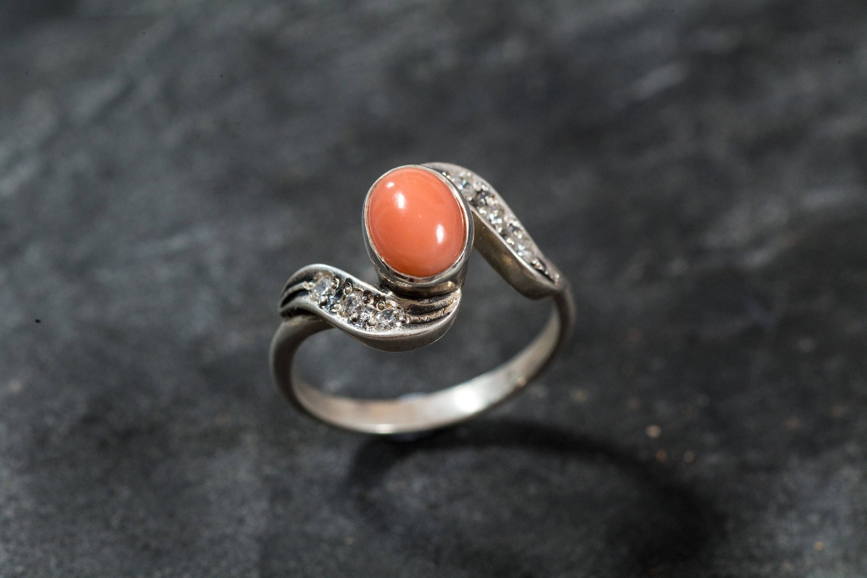 Coral Ring, Natural Coral, March Birthstone, Angel Skin Coral, Pink Coral, Vintage Rings, Vintage Coral Ring, Pink Ring, Solid Silver Ring (525753877)
