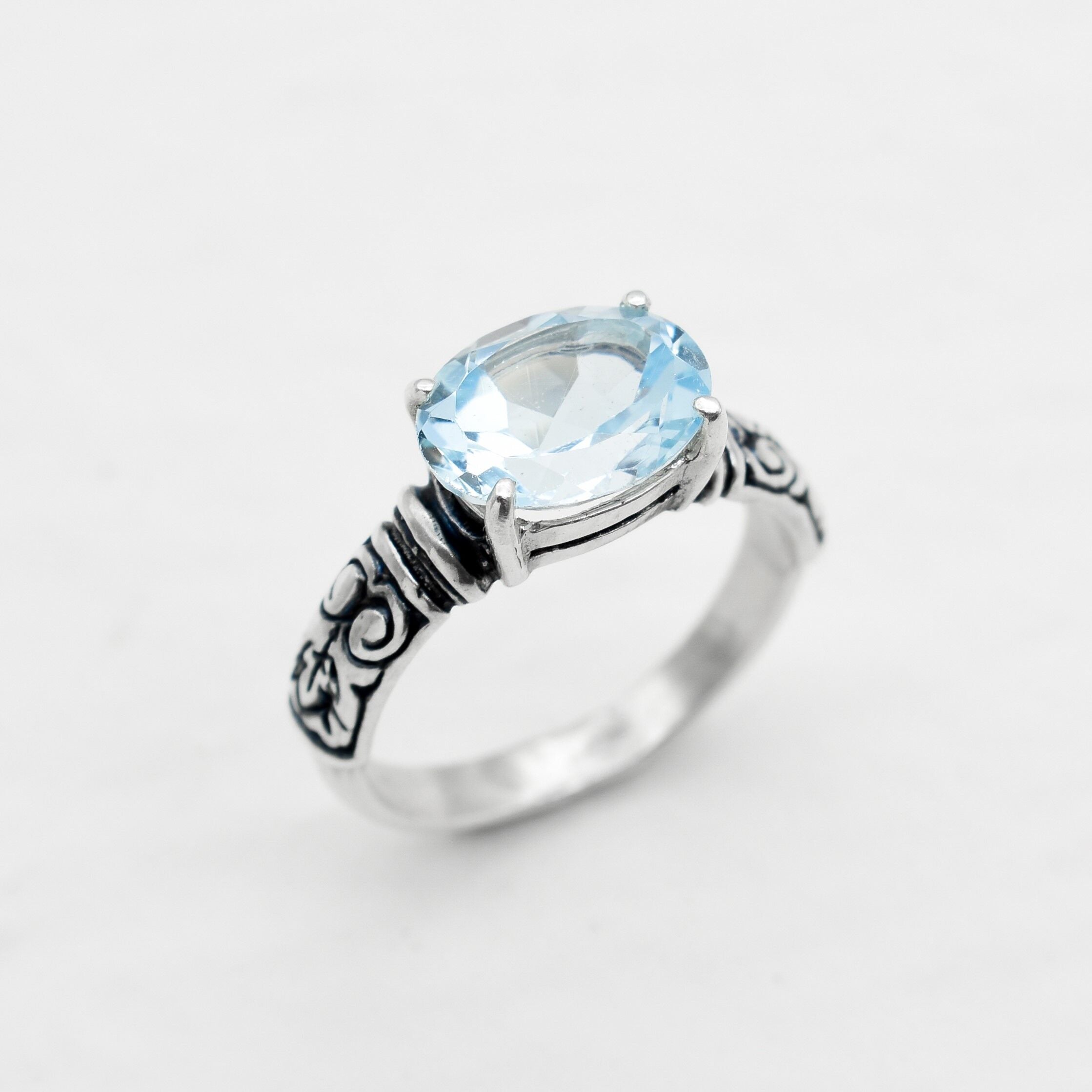 Blue Topaz Ring, Topaz Ring, Natural Blue Topaz, Bohemian Ring, December Birthstone, Blue Vintage Ring, Blue ring, Solid Silver Ring, Topaz