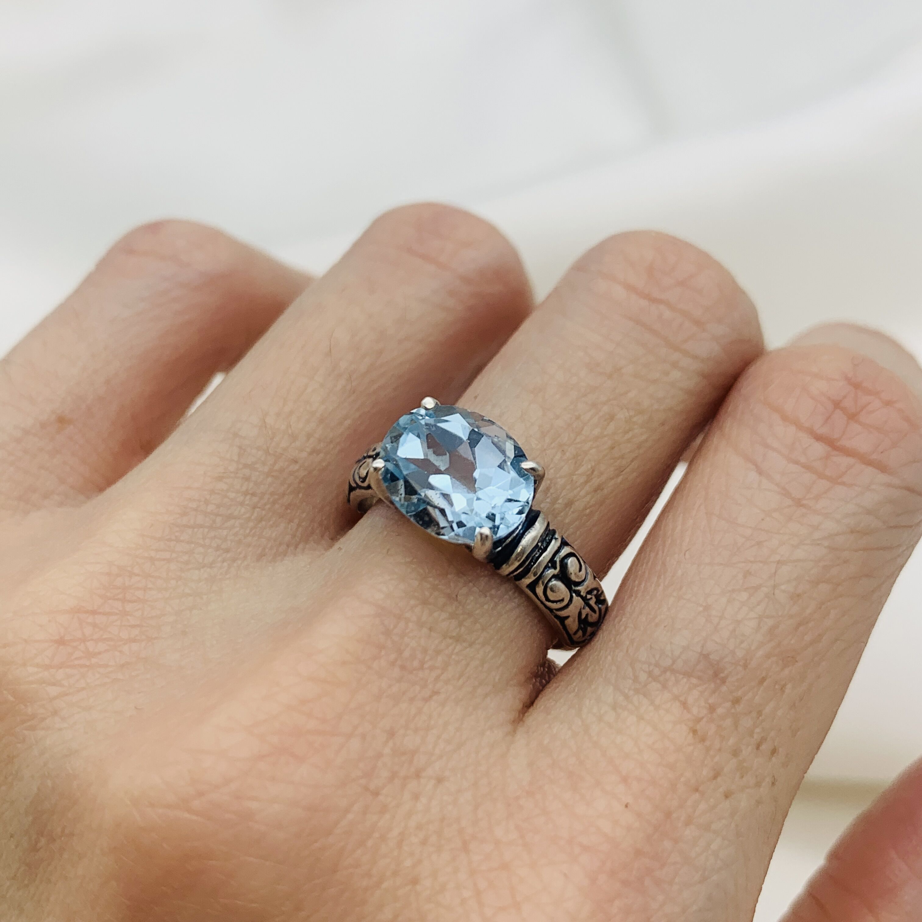 Blue Topaz Ring, Topaz Ring, Natural Blue Topaz, Bohemian Ring, December Birthstone, Blue Vintage Ring, Blue ring, Solid Silver Ring, Topaz