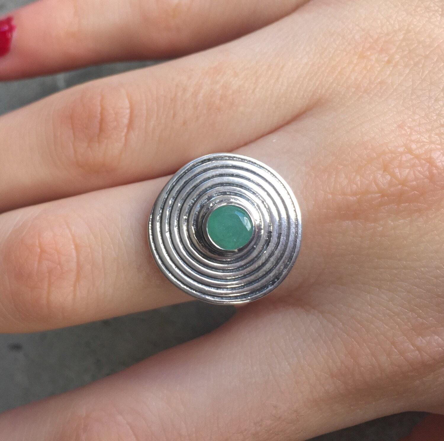 Natural Emerald Ring made in 925 Sterling Silver with Round Natural Green Emerald in Bezel setting, May Birthstone gift idea, symbolizes growth, harmony, and deep emotional healing, ideal for everyday wear and perfect for birthday gifting and special occasions.
