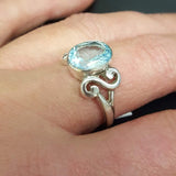 Vintage Blue Topaz Ring - Blue Topaz Bezel Ring - December Birthstone Ring