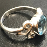 Vintage Blue Topaz Ring - Blue Topaz Bezel Ring - December Birthstone Ring