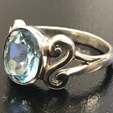 Vintage Blue Topaz Ring - Blue Topaz Bezel Ring - December Birthstone Ring