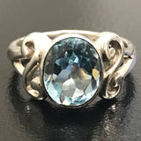 Vintage Blue Topaz Ring - Blue Topaz Bezel Ring - December Birthstone Ring