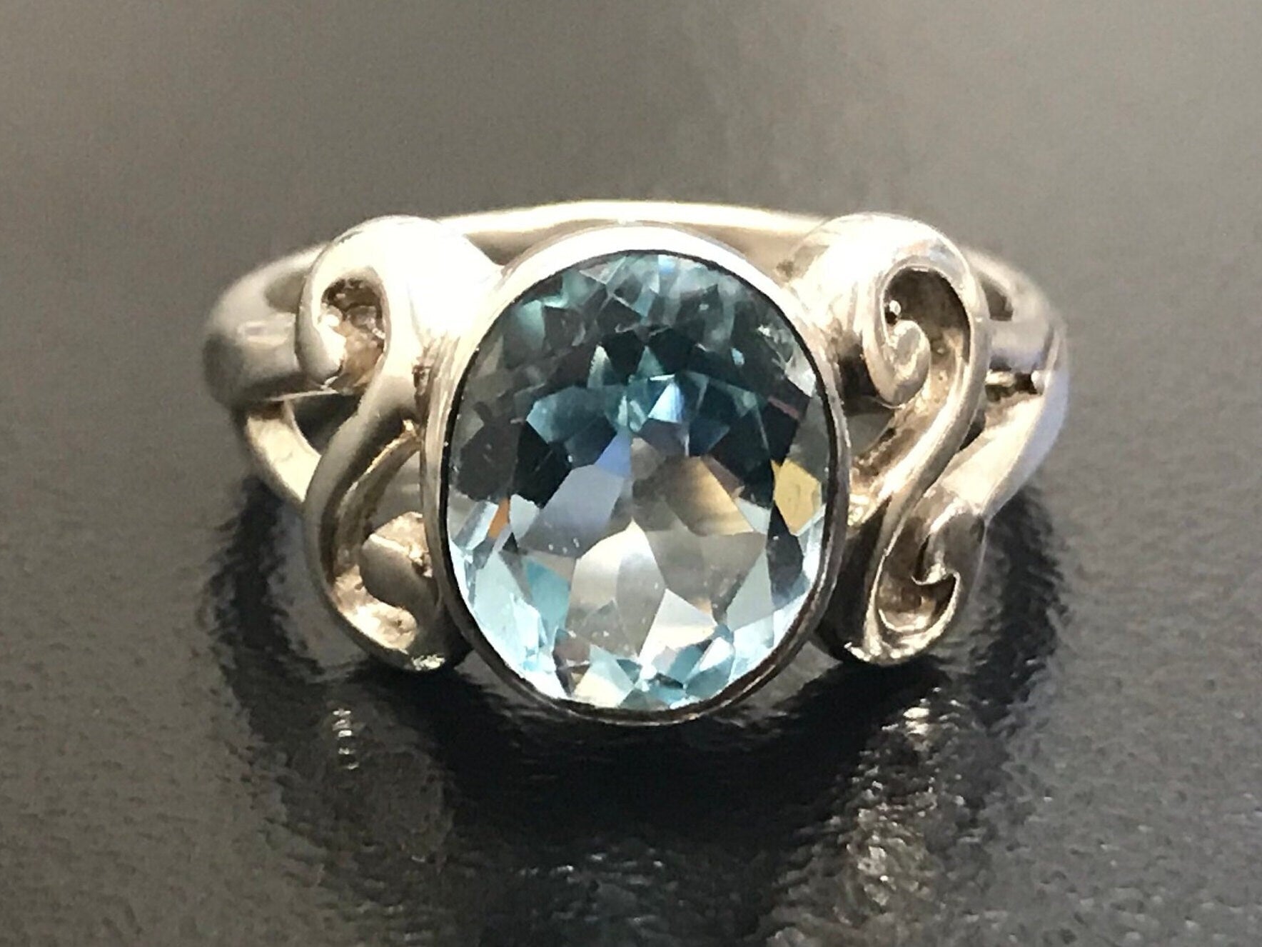 Blue Topaz Ring, Natural Blue Topaz, Topaz Ring, Unique Ring, December Birthstone, Solid Silver Ring,Blue Ring, December Ring, Blue Topaz