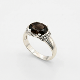 Genuine Quartz Ring - Smoky Topaz Boho Ring - Brown Solitaire Ring