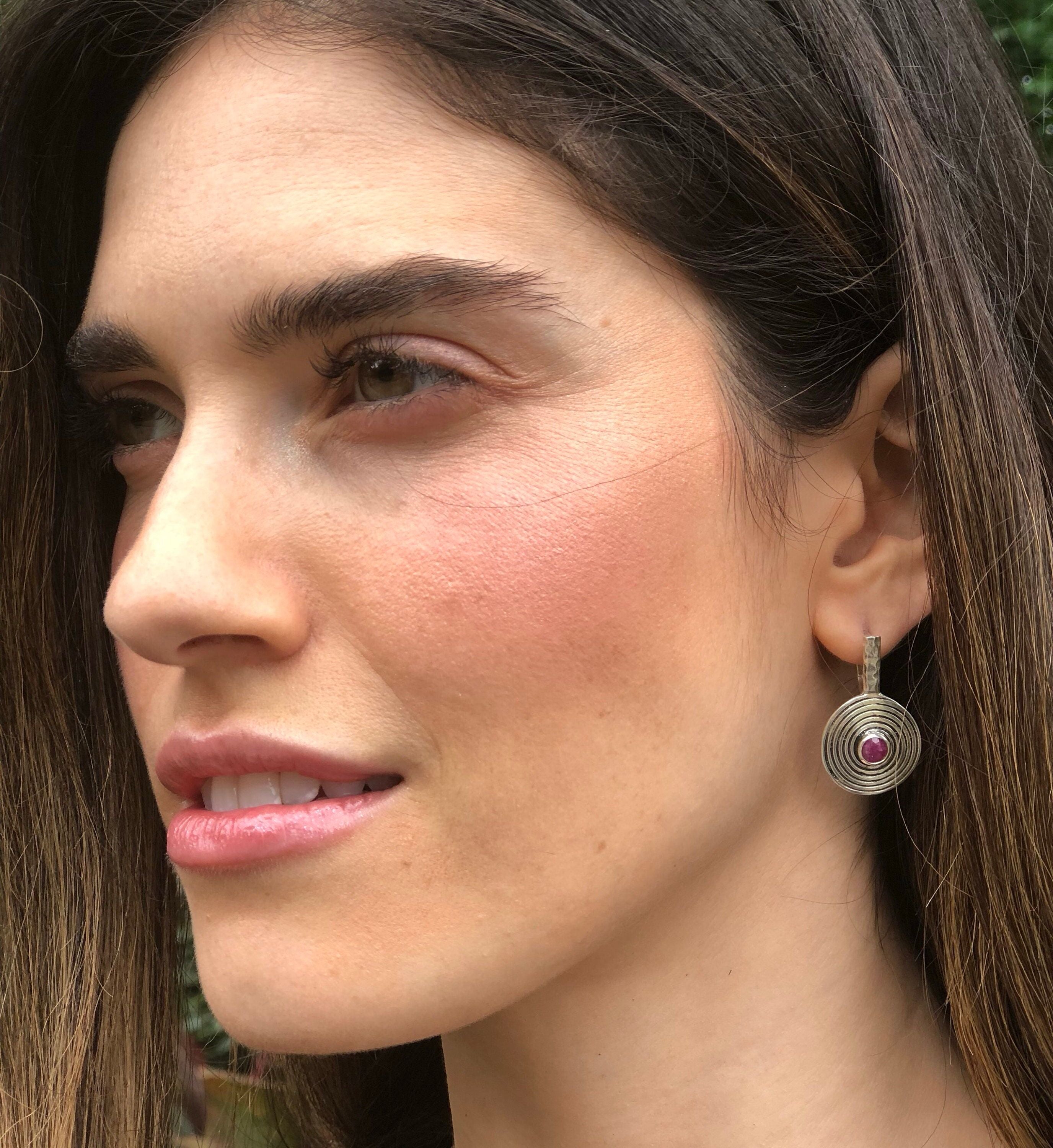 Natural Ruby Earrings in 925 Sterling Silver, perfect for birthdays and special occasions, symbolizing passion and purity.