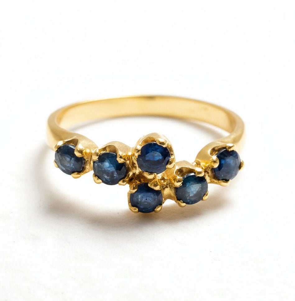Stunning 18k Gold Vermeil Ring showcasing a Round Blue Sapphire, symbolizing loyalty and ideal for everyday elegance.
