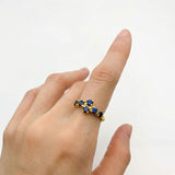 Chic 18k Gold Vermeil Ring set with a Round Natural Blue Sapphire, embodying sincerity and ideal for meaningful gifts.