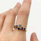 Elegant 18k Gold Vermeil Ring featuring a Round Natural Blue Sapphire, perfect for September birthdays and special occasions.
