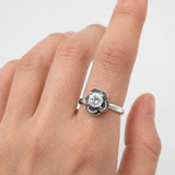 Flower Diamond Ring - Silver Flower Ring, White Diamond Ring