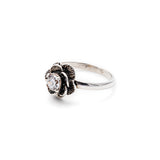 Flower Diamond Ring - Silver Flower Ring, White Diamond Ring