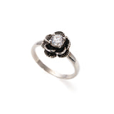 Flower Ring, Diamond Ring, Created Diamond Ring, Silver Flower Ring, Vintage Flower Ring, White Diamond Ring, Floral Ring, 925 Silver Ring