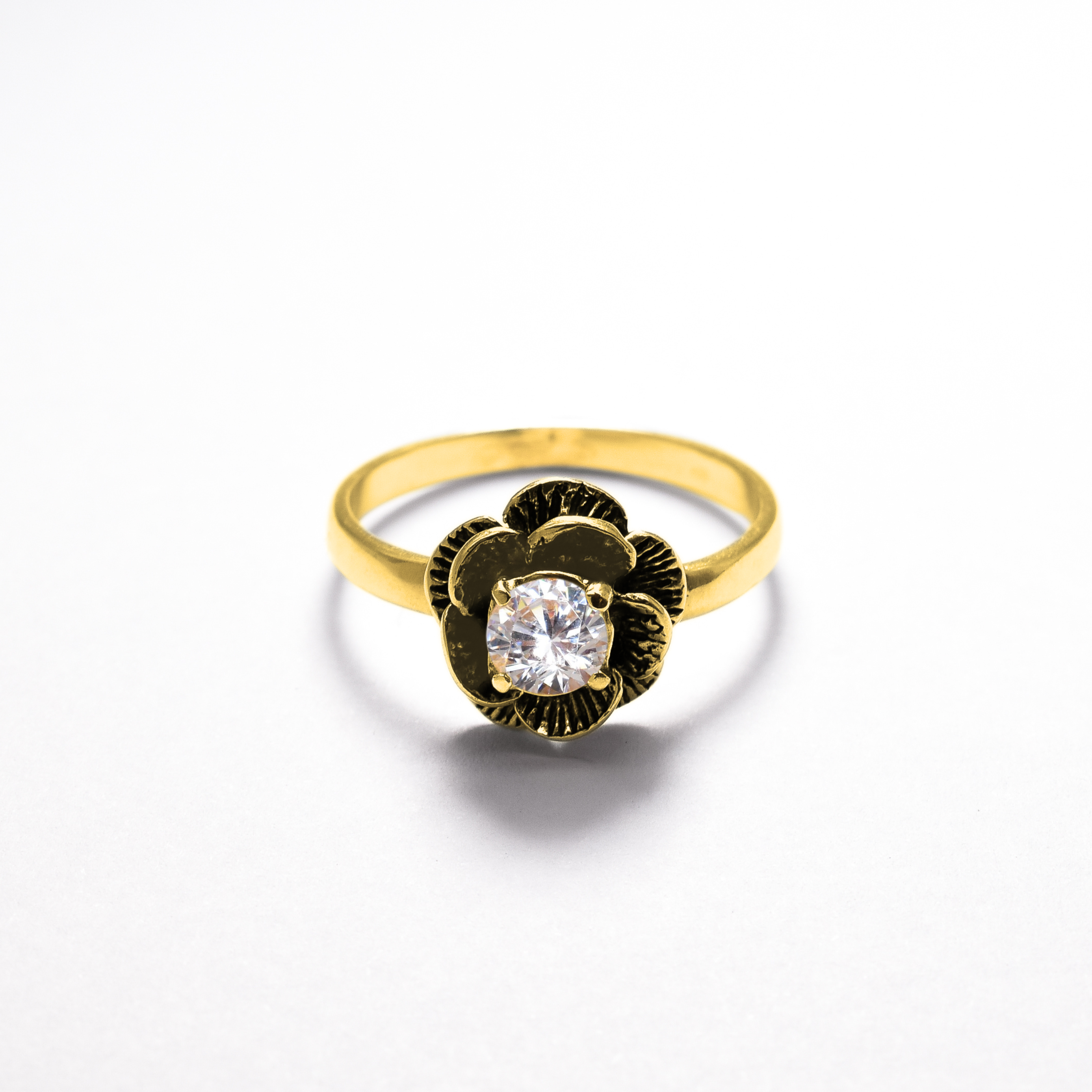 Flower Ring, Diamond Ring, Created Diamond Ring, Silver Flower Ring, Vintage Flower Ring, White Diamond Ring, Floral Ring, 925 Silver Ring(1)