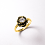 Flower Ring, Diamond Ring, Created Diamond Ring, Silver Flower Ring, Vintage Flower Ring, White Diamond Ring, Floral Ring, 925 Silver Ring(1)