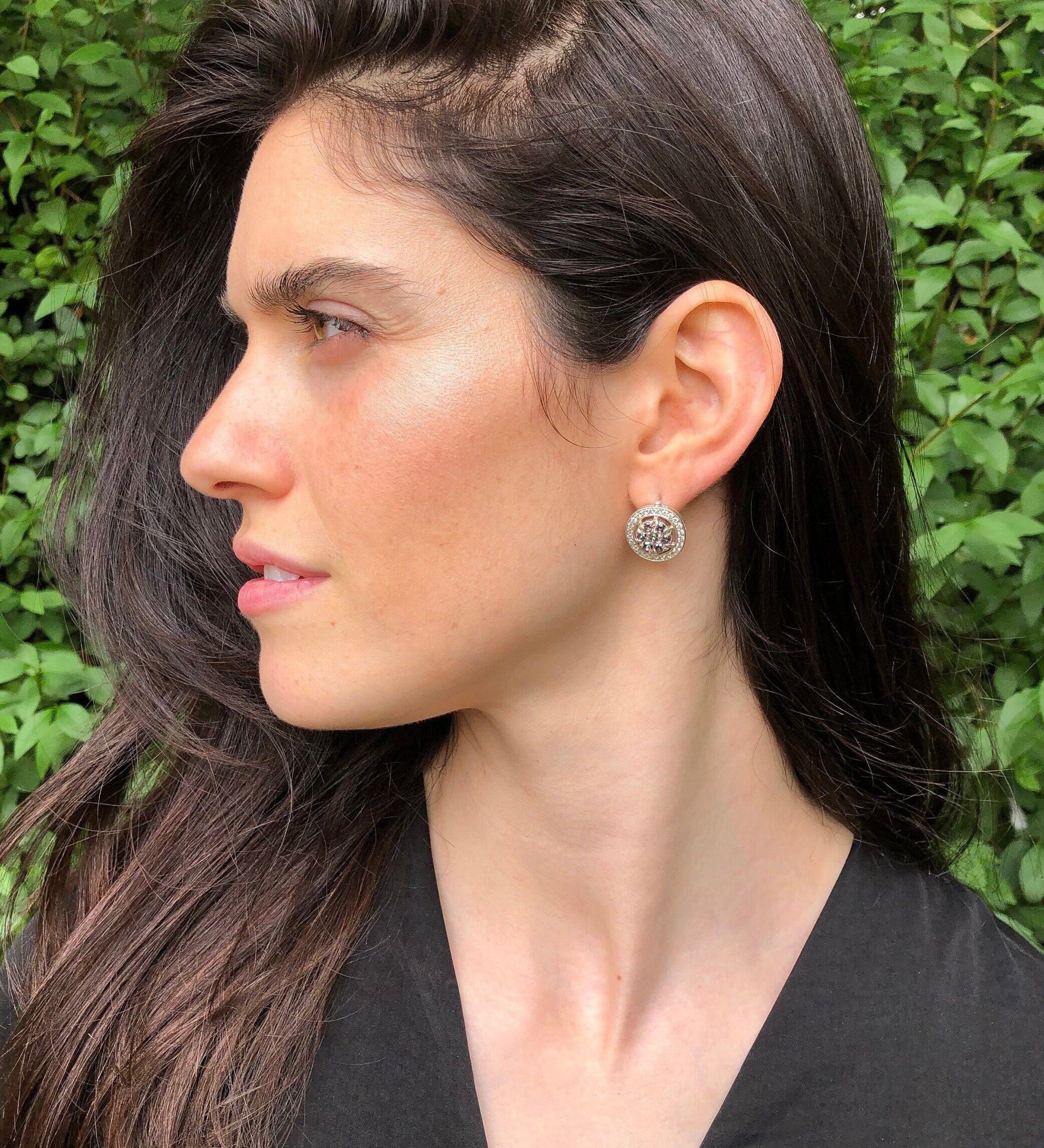 Mystic Topaz Earrings, Natural Mystic Topaz, December Birthstone, Flower Earrings, Vintage Earrings, Natural Topaz Earrings, Silver Earrings