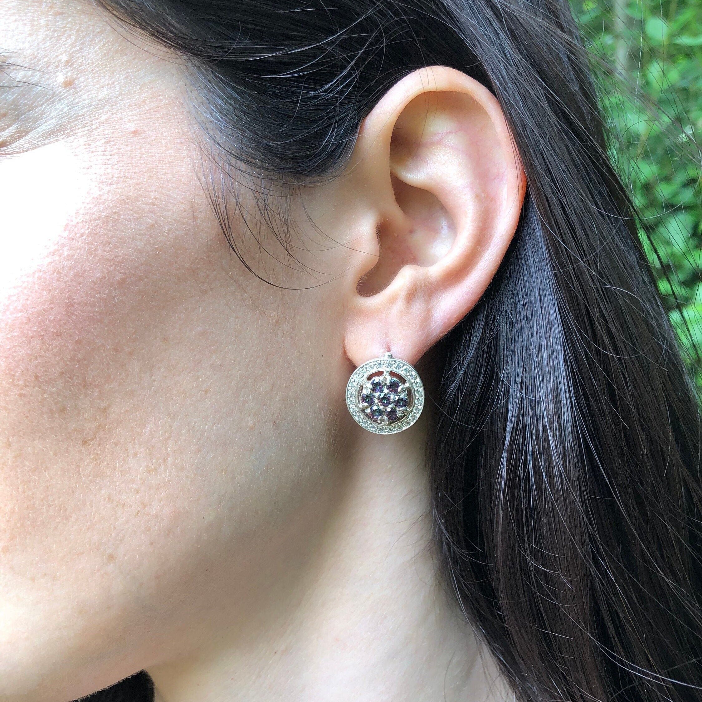 Mystic Topaz Earrings, Natural Mystic Topaz, December Birthstone, Flower Earrings, Vintage Earrings, Natural Topaz Earrings, Silver Earrings