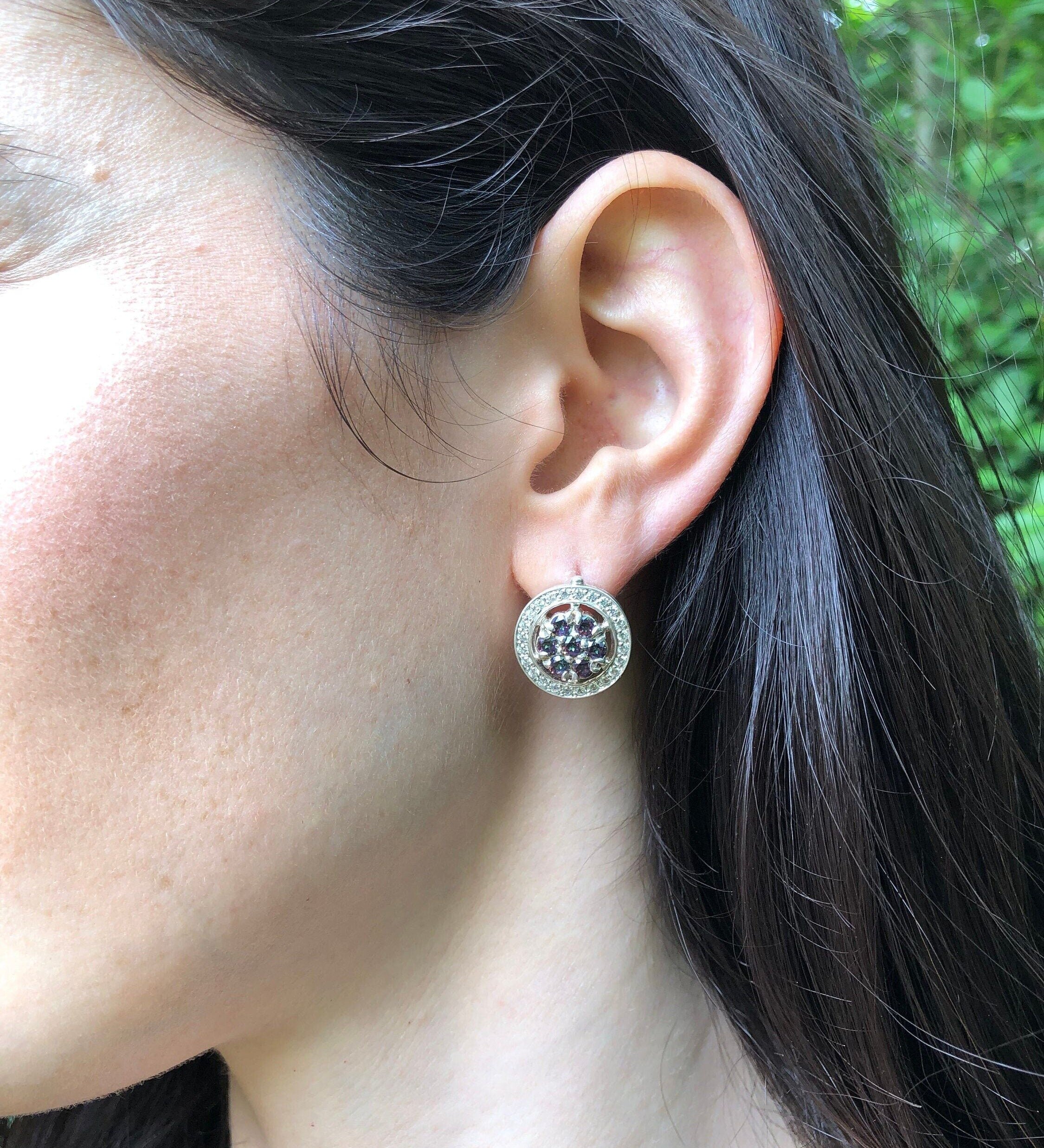 Mystic Topaz Earrings, Natural Mystic Topaz, December Birthstone, Flower Earrings, Vintage Earrings, Natural Topaz Earrings, Silver Earrings