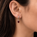 Dangling Garnet Earrings - Natural Garnet Earrings - Long Red Earrings