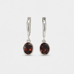 Dangling Garnet Earrings - Natural Garnet Earrings - Long Red Earrings