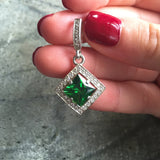 Emerald Pendant, Created Emerald, Green Emerald Pendant, Emerald Green Pendant, Vintage Pendant, Silver Pendant, Solid Silver, Pure Silver