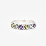 Topaz Band, Natural Topaz Band, December Birthstone, Half Eternity Band, Amethyst Ring, Peridot Ring, Blue Topaz Ring, Stackable Ring, Topaz