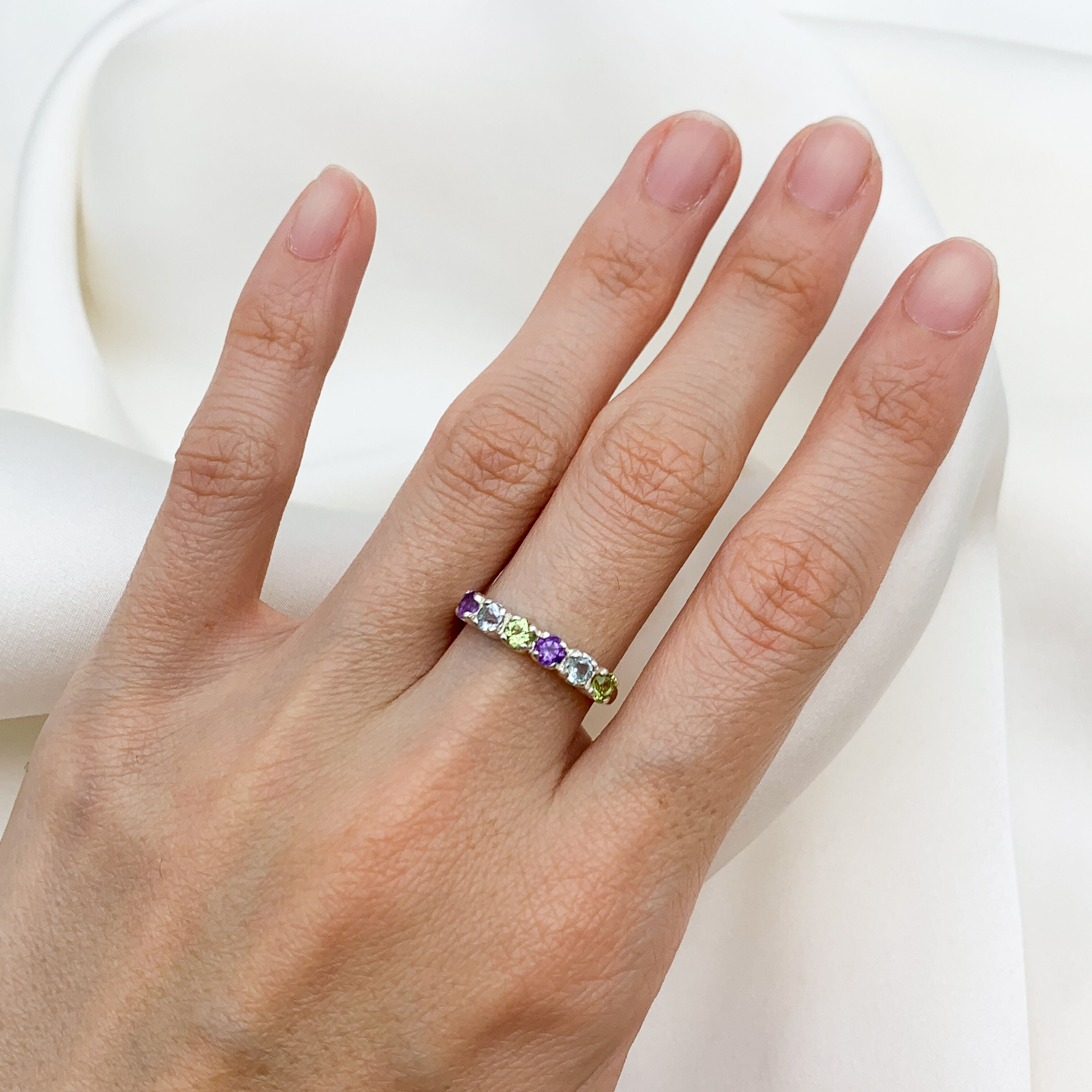 Topaz Band, Natural Topaz Band, December Birthstone, Half Eternity Band, Amethyst Ring, Peridot Ring, Blue Topaz Ring, Stackable Ring, Topaz