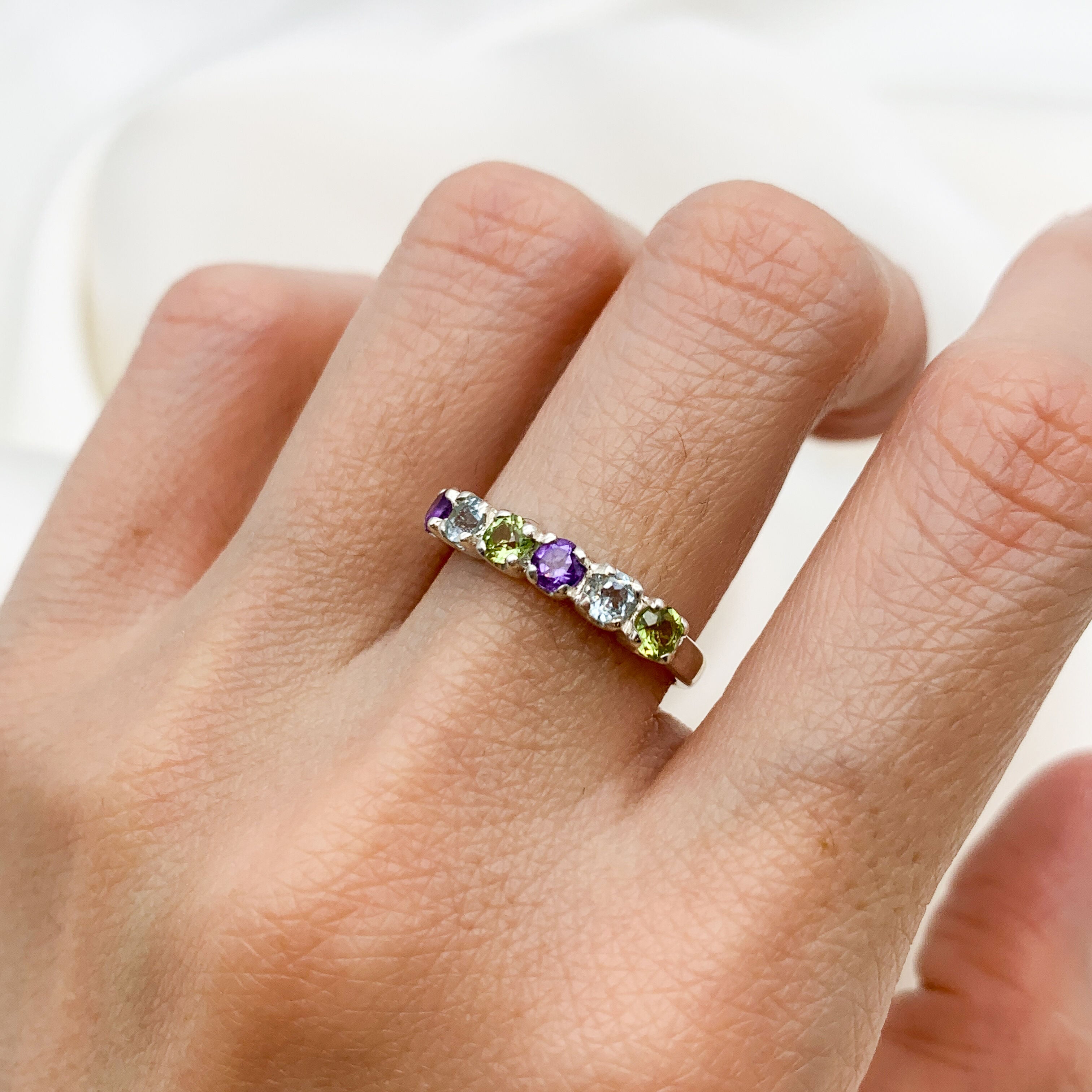 Topaz Band, Natural Topaz Band, December Birthstone, Half Eternity Band, Amethyst Ring, Peridot Ring, Blue Topaz Ring, Stackable Ring, Topaz