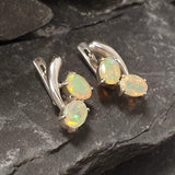 Genuine Opal Earrings - Two Stone Drop Earrings - Unique Vintage Earrings