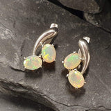 Genuine Opal Earrings - Two Stone Drop Earrings - Unique Vintage Earrings