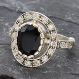 Vintage Onyx Ring - Black Oval Ring - Onyx Cocktail Ring