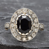 Vintage Onyx Ring - Black Oval Ring - Onyx Cocktail Ring