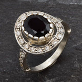 Vintage Onyx Ring - Black Oval Ring - Onyx Cocktail Ring