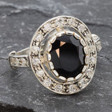Vintage Onyx Ring - Black Oval Ring - Onyx Cocktail Ring