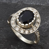 Vintage Onyx Ring - Black Oval Ring - Onyx Cocktail Ring