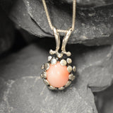 Coral Pendant - Vintage Coral Necklace - Real Angel Skin Coral Necklace