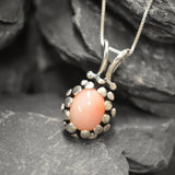 Coral Pendant - Vintage Coral Necklace - Real Angel Skin Coral Necklace