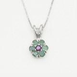 Natural Emerald Pendant made in 925 Sterling Silver with Round Natural Green Emerald in Cluster setting, May Birthstone gift idea, symbolizes growth, harmony, and deep emotional healing, ideal for everyday wear and perfect for birthday gifting and special occasions.