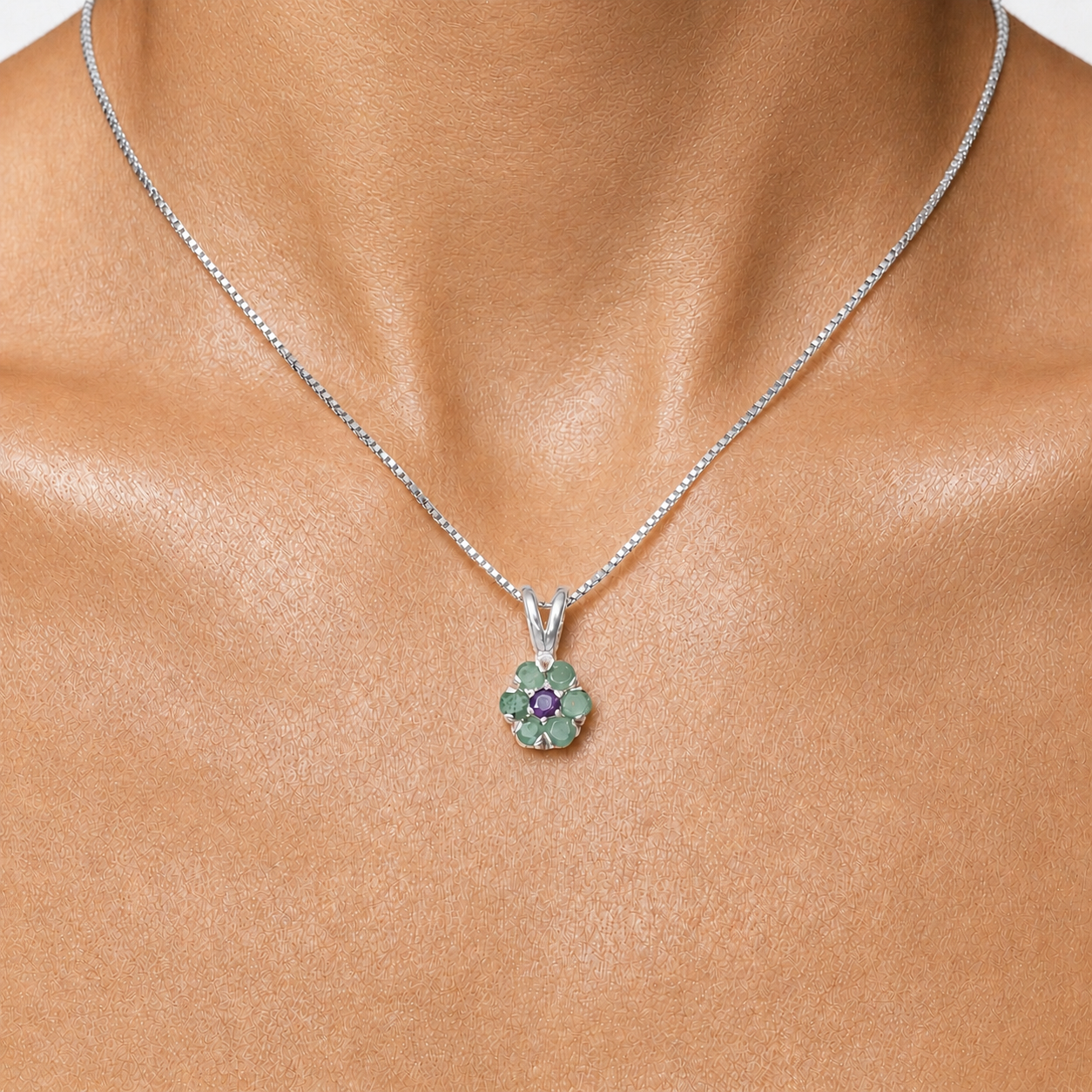 Natural Emerald Pendant in 925 Sterling Silver, ideal May birthstone gift, symbolizes growth and harmony for everyday wear.