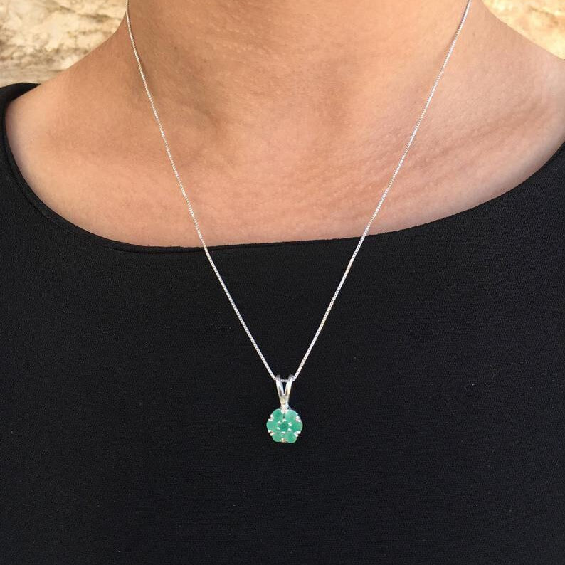 Natural Emerald Pendant in 925 Sterling Silver, ideal May birthstone gift, symbolizes growth and harmony for everyday wear.