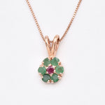 Natural Emerald Pendant made in Rose Gold Vermeil with Round Natural Green Emerald in Cluster setting, May Birthstone gift idea, symbolizes growth, harmony, and deep emotional healing, ideal for everyday wear and perfect for birthday gifting and special occasions.